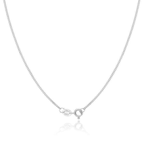 1pc 925 Sterling Silver Diamond Cut Curb Link Chain Necklace, 1.2mm, Small, Length Selections: 18 inch/20 inch/22 inch