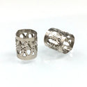 100pcs Large Hole Filigree Tube Beads, 18K White Gold Plated Brass, 9x8mm, Hole ID 7.5mm, CF215-P