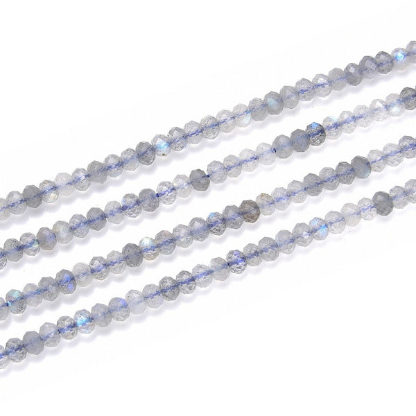 Natural Flashy Labradorite Gemstone Tiny Small Faceted Rondelle Beads, 4x3mm, Hole ID 0.65mm, 15 Inch/1 Strand,  GK-B2
