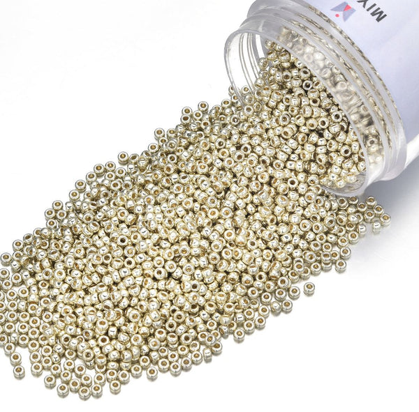 50g Miyuki Rocaille 11/0 Round Seed Bead Duracoat Galvanized Silver RR-4201