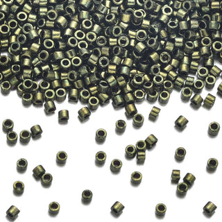 30g Miyuki Delica 11/0 Seed Beads, Opaque Metallic Olive DB11