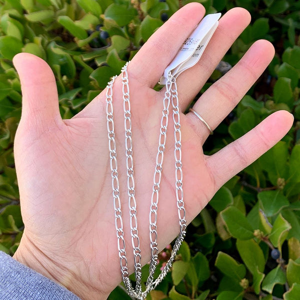 1pc 925 Sterling Silver Long Short Link Chain Necklace, Tarnish Resistant Rhodium Plated, 3.6mm, Large Thick, Length Selections: 18/20/22/24/26/28 Inch