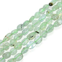Natural Green Prehnite Crystal Gemstone Oval Tumbled Pebble Beads, Irregular, 6mm to 8mm, Hole ID 1mm, 15 Inch/1 Strand, GZ11-12