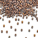 7.5g Miyuki Delica 11/0 Seed Beads, Opaque 24Kt Gold Plated Iris Red DB506