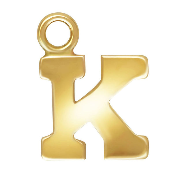 1pc Real 1/20 14K Gold Filled Letter K, Small Alphabet Charm Drop, 6x5.6mm , JK12-A11