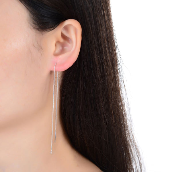 4pcs 925 Sterling Silver Threader Earring Finding, Open Ring, Pull Through Threaded Chain, Length Selections: 2 inch/3 inch/4 inch/5 inch/6 inch