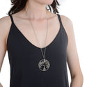 1pc Tree of Life Prosperity Necklace, Natural Labradorite Gemstone Pendant, 26 inch Surgical Stainless Steel Chain, GGP9-11