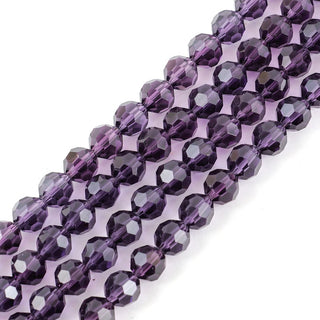 500pcs Creative Club Faceted Round Crystal Glass Beads, Amethyst, 4mm (0.16 inch) Small Tiny, Hole ID 1mm, CC2R427
