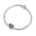 1pc Real 925 Sterling Silver Heart Shaped Hope Religious Bead Charm, Compatible with Pandora All Other Charm Bracelet, EC4-B13