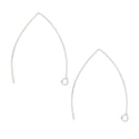 10pcs 925 Sterling Silver Marquise Earring Hooks, V Shape Ear Wire, 40mm, Wire Gauge Selections: 0.6mm/0.7mm/0.8mm/0.9mm