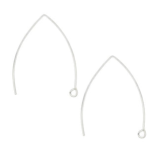 10pcs 925 Sterling Silver Marquise Earring Hooks, V Shape Ear Wire, 40mm, Wire Gauge Selections: 0.6mm/0.7mm/0.8mm/0.9mm