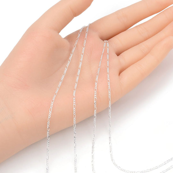 5 Feet 925 Sterling Silver Unfinished Figaro Chain Links, 1.3mm, Small SSK-B1