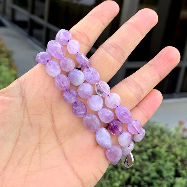 1 Strand Stretch Natural Purple Lavender Jade Free Form Gemstone Bracelet, 7-10mm Beads, Length Selections: 7 inch/7.5 inch