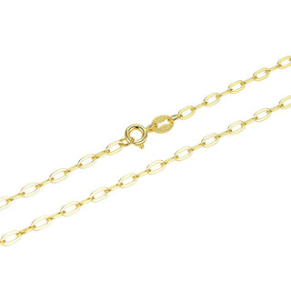 1pc 925 Sterling Silver Diamond Cut Flat Cable Link Chain Necklace, Real 18K Yellow Gold Plated, 2.2mm, Length Selections: 18/20/22/24/26 inch