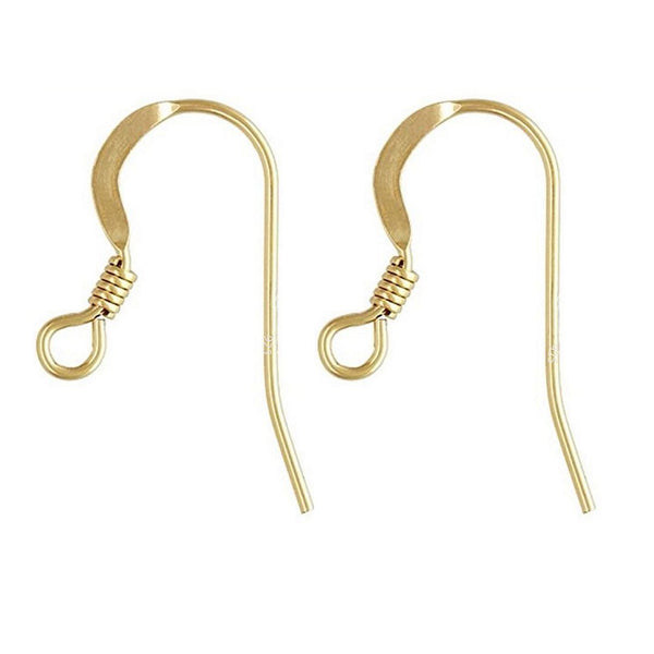 20pcs 925 Sterling Silver Flat Fish Earring Hooks, Real 18K Yellow Gold Plated, 18mm, Wire Gauge Selections: 0.5mm/0.6mm/0.7mm/0.8mm/0.9mm