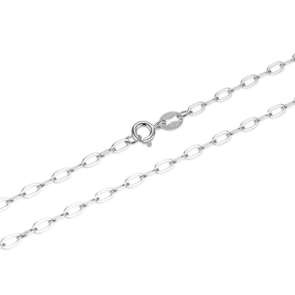 1pc 925 Sterling Silver Diamond Cut Flat Cable Link Chain Necklace, Tarnish Resistant Rhodium Plated, 2.2mm, Length Selections: 18/20/22/24/26 inch