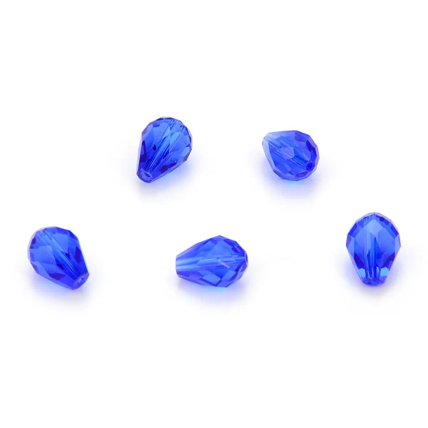 24pcs Adabele Austrian Faceted Teardrop Crystal Beads #5500, Sapphire Blue, 8mm x 6mm, Hole ID 1mm, SST-813