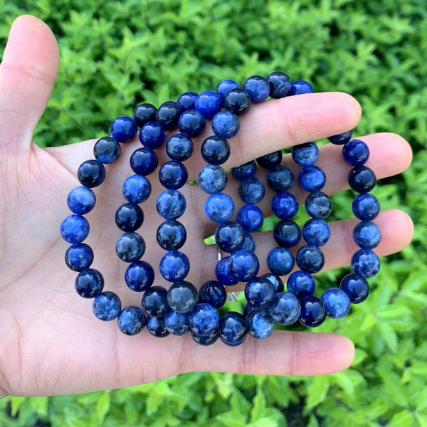 1 Strand Stretch Natural Blue Sodalite Beaded Gemstone Bracelet, 8mm Bead, Length Selections: 7 inch/7.5 inch/8 inch/8.5 inch