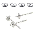 100pcs 304 Surgical Stainless Steel Stud Findings Glue-In Cup Earring Posts with Earnut Backs – (4mm/6mm/8mm)