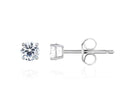 1 pair 925 Sterling Silver Stud Earrings, 2mm/0.03 Carat Round Cut Cubic Zirconia CZ Diamond, Small Tiny, SSE74-2