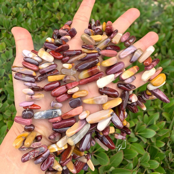 Natural Mookaite Jasper Gemstone Stick Point Beads, Irregular, 7mm-23mm Long, Hole ID 1mm 1 Strand/15 Inch, GZ5-1