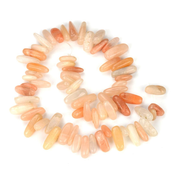 Natural Pink Aventurine Gemstone Stick Point Beads, Irregular, 7mm-23mm Long, Hole ID 1mm 1 Strand/15 Inch, GZ5-21