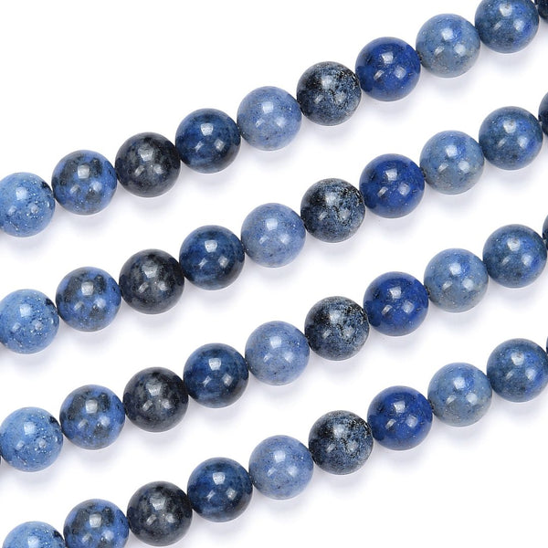 Natural Blue Dumortierite Gemstone Round Beads, 1 Strand/15 Inch, Size Selections: 4mm/6mm/8mm/10mm