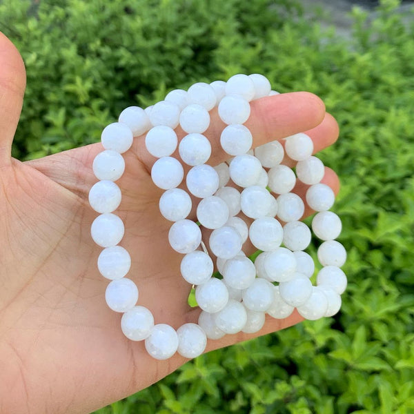 1 Strand Stretch Natural Blue Flash Moonstone Beaded Gemstone Bracelet, 10mm Bead, Length Selections: 7 inch/7.5 inch/8 inch/8.5 inch