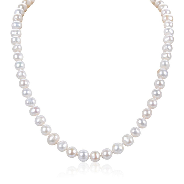 Natural Grade A Potato Round White Cultured Freshwater Pearl Necklace, 6-7mm Pearl Strand, Length Selections: 16 inch/18 Inch