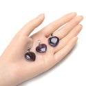 4pcs Natural Purple Amethyst Gemstone Pendants, 20mm Heart Shaped Stone Drops, G2P-H8