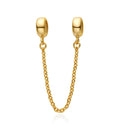 Real Yellow Gold Plated Sterling Silver Safety Chain Lock Clip Rubber Charm Holder Bead Stopper