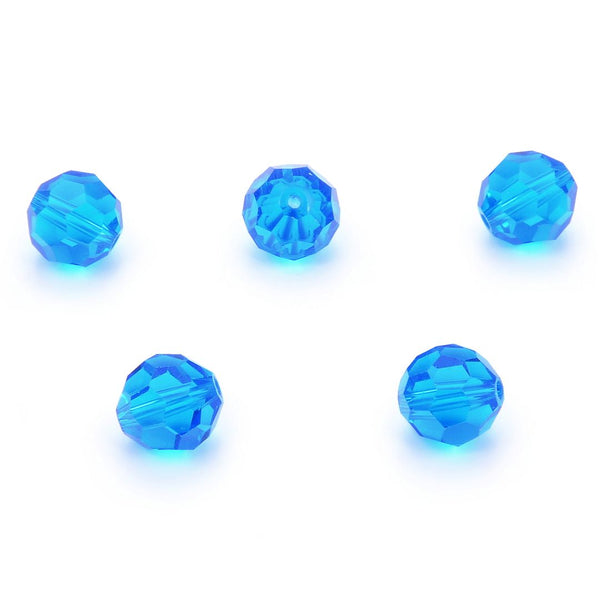 50pcs Adabele Austrian Faceted Round Crystal Beads #5000, Capri Blue, Size Selections: 4mm/6mm/8mm/10mm