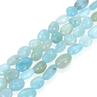 Natural Amazonite Amazonstone Gemstone Oval Tumbled Pebble Beads, Irregular, 6mm to 8mm, Hole ID 1mm, 15 Inch/1 Strand, GZ11-6