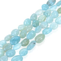 Natural Amazonite Amazonstone Gemstone Oval Tumbled Pebble Beads, Irregular, 8mm to 12mm, Hole ID 1mm, 15 Inch/1 Strand, GZ12-6