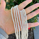 14 Inch Natural AAAA+ Grade High Luster Round Pearl Beads, White Cultured Freshwater Pearls, 4-5mm, Hole ID 0.7mm, FPX-45