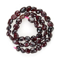Natural Garnet Dark Red Gemstone Oval Tumbled Pebble Beads, Irregular, 7mm to 12mm, Hole ID 1mm, 15 Inch/1 Strand, GZ12-58