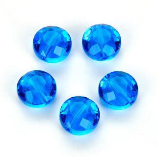 25pcs Adabele Austrian Faceted Flat Round Coin Crystal Beads #5052, Capri Blue, 8mm, Hole ID 1mm, SSMR825