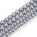 Natural Hematite Gemstone Round Beads, White Gold Plated, 2 strands/200pcs Beads, 4mm/Small Tiny , Hole ID 1mm, GFC5-4