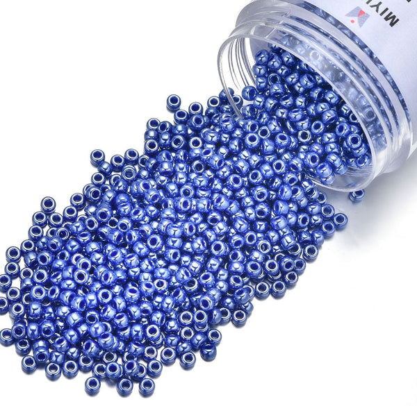 25g Miyuki Rocaille 15/0 Round Seed Beads Opaque Luster Cyan Blue RR-432