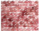 Natural Red Strawberry Quartz Gemstone Oval Tumbled Pebble Beads, Irregular, 6mm to 8mm, Hole ID 1mm, 15 Inch/1 Strand, GZ11-20