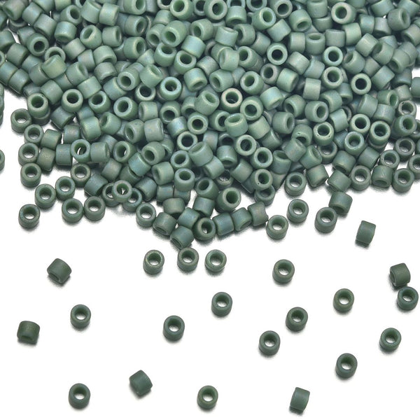 30g Miyuki Delica 11/0 Seed Beads, Matte Glazed Rainbow Basil Green DB2312
