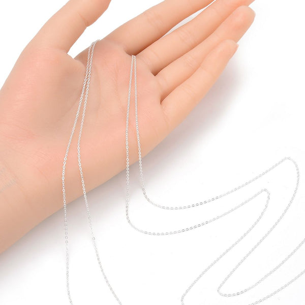 5 Feet 925 Sterling Silver Unfinished Flat Cable Chain Links, 1.2mm, Thin Small, SSK-R1