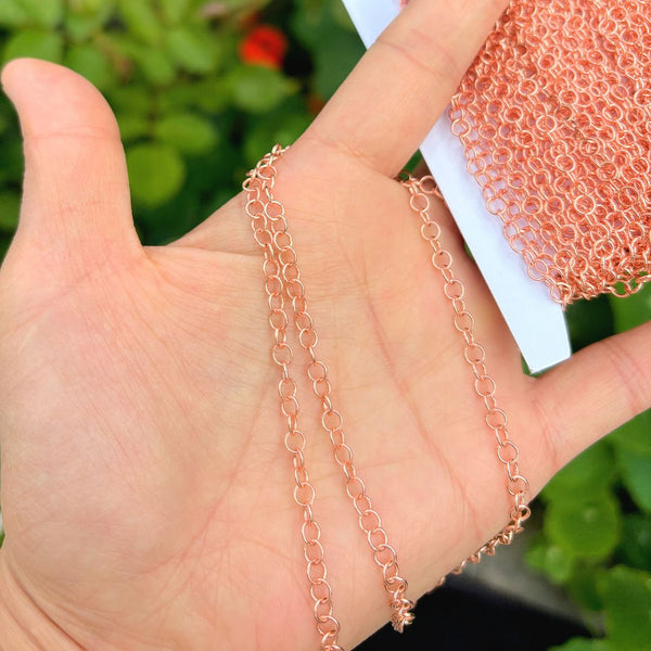 33 Feet Round Link Copper Chain Link, Bright Coppery, 4mm, CW10-K1