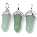 1pc Natural Green Aventurine Gemstone Pendant Necklace, 18 Inch Surgical Stainless Steel Chain, GGP-C17