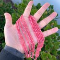 Natural Rhodochrosite Red Jade Gemstone Faceted Round Beads, 4mm/Small, Hole ID 0.9mm, 2 Strands/28 Inch Total, GH-B2