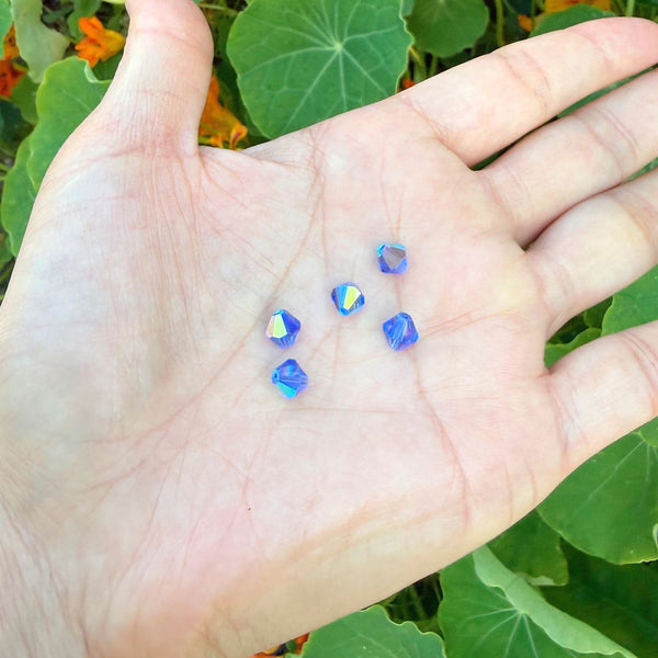 50pcs Adabele Austrian Faceted Bicone Crystal Beads with AB Coating, 6mm, Hole ID 1mm, | U Pick Color