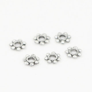 200pcs Small Thin Daisy Flower Flat Rondelle Beads, 18K White Gold Plated Brass 4.5x0.8mm, Hole ID 1mm, CF110-P