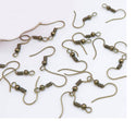 100pcs Fish Earring Hooks Ear Wire, Antique Bronze Plated Brass, 0.7mm/21 Gauge, 18mm Long CF20-4