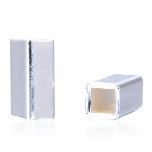 10pcs 925 Sterling Silver Large Hole Square Tubes, 7mm, Hole ID 2mm, SS373