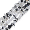 Natural Black Quartz Rutilated Gemstone Chip Beads, Free Form, 5mm-8mm, Hole ID 1mm, 1 Strand/31 Inch, GZ1-9